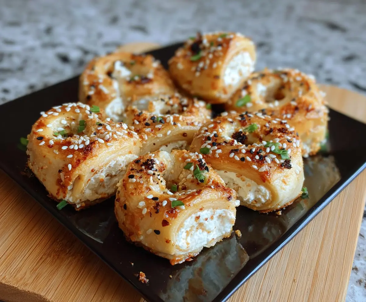Delicious Tortilla Cream Cheese Bagel Bites with fresh ingredients and melted cheese.