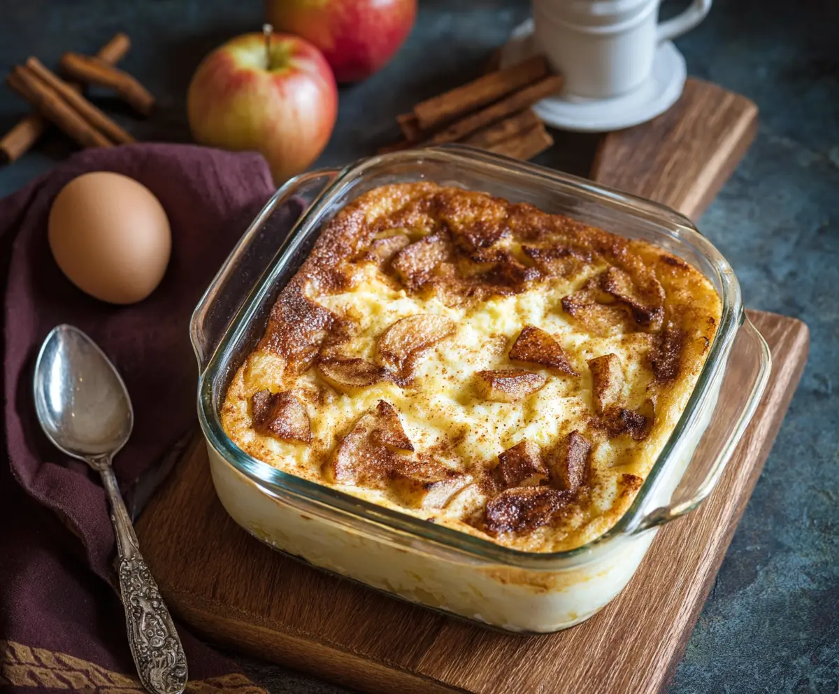 Delicious baked apple cinnamon cottage cheese breakfast served in a bowl, garnished with cinnamon and fresh apple slices.