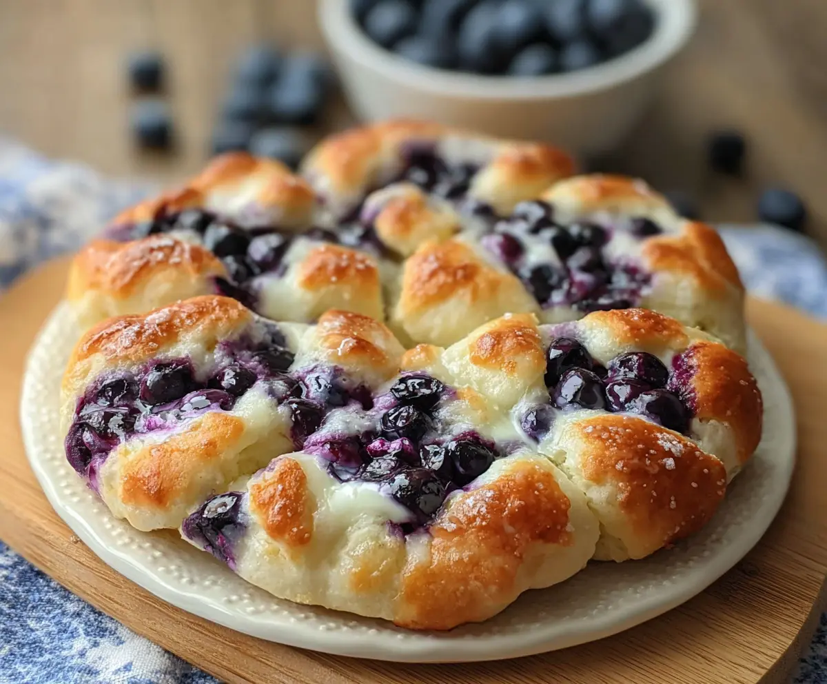 Delicious Cottage Cheese Blueberry Cloud Bread on a plate with fresh blueberries and mint garnish