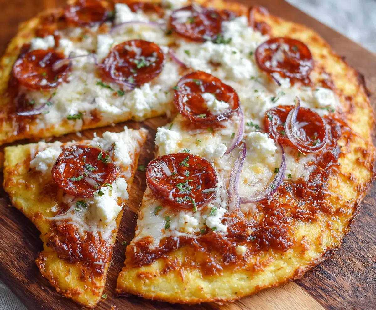 Delicious cottage cheese flatbread pizza with fresh toppings and melted cheese