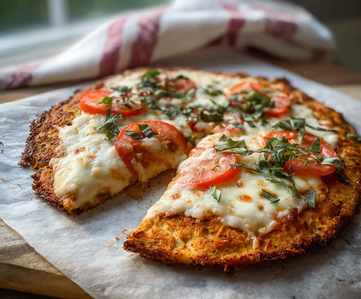 Homemade cottage cheese pizza crust on a baking tray, ready for toppings.