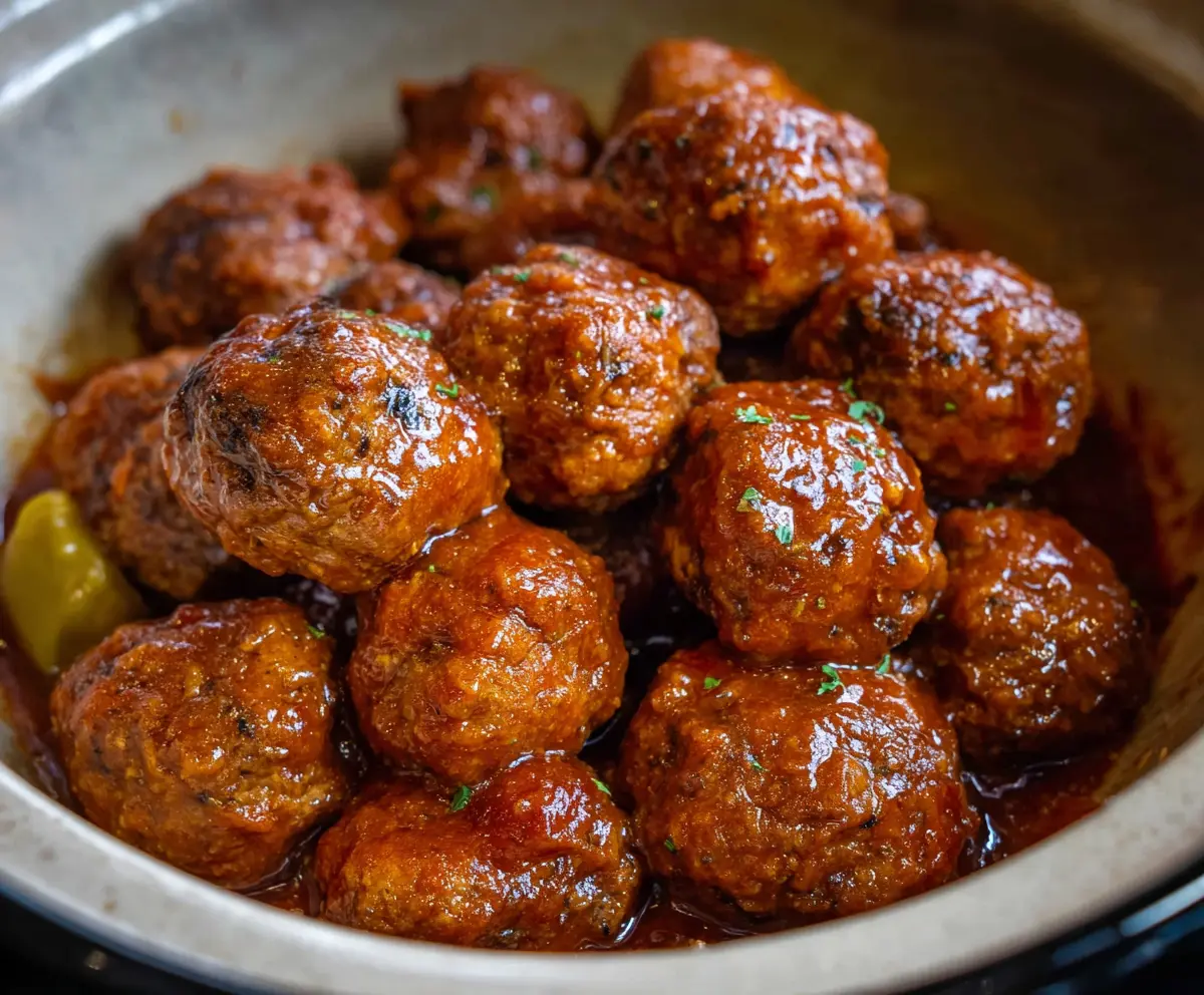 Delicious Crockpot Mississippi Meatballs in a savory sauce, perfect for entertaining or family dinner.