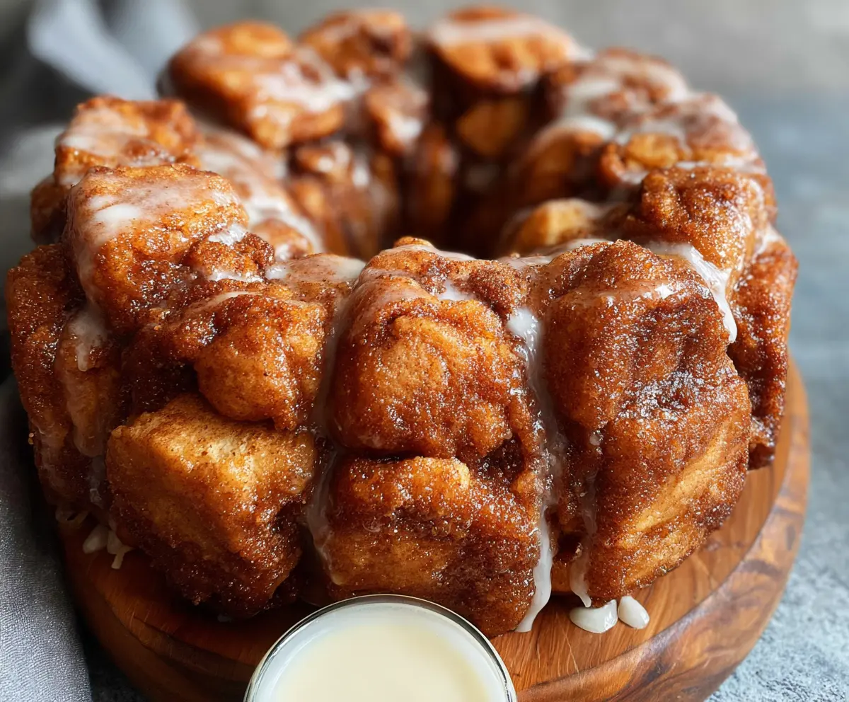 Delicious sourdough discard monkey bread with cinnamon pull-apart pieces on a rustic plate.