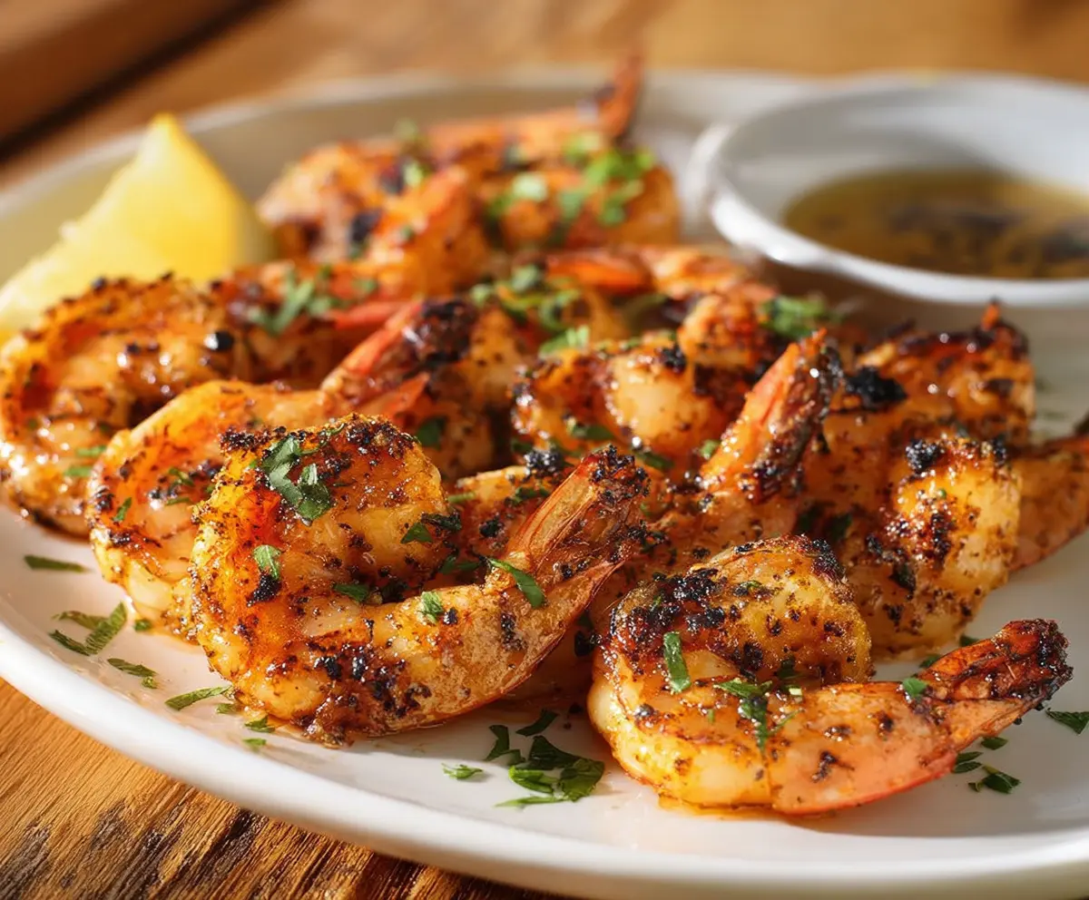 Delicious grilled shrimp appetizer from Texas Roadhouse with fresh herbs and citrus flavors.