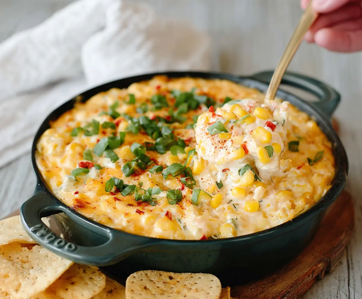 Cream Cheese Corn Dip served in a bowl with fresh vegetables for a delicious appetizer.