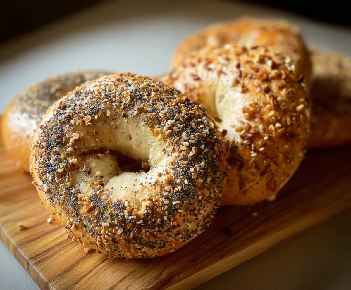 Delicious New York Style Sourdough Discard Bagels fresh out of the oven with a golden crust.