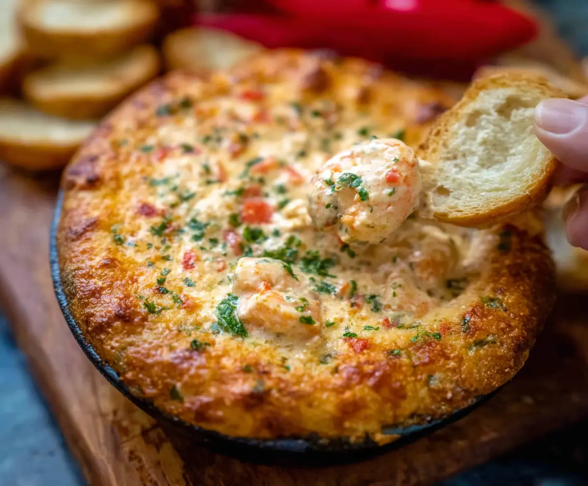Delicious Spicy Louisiana Shrimp Dip served with fresh vegetables and chips.
