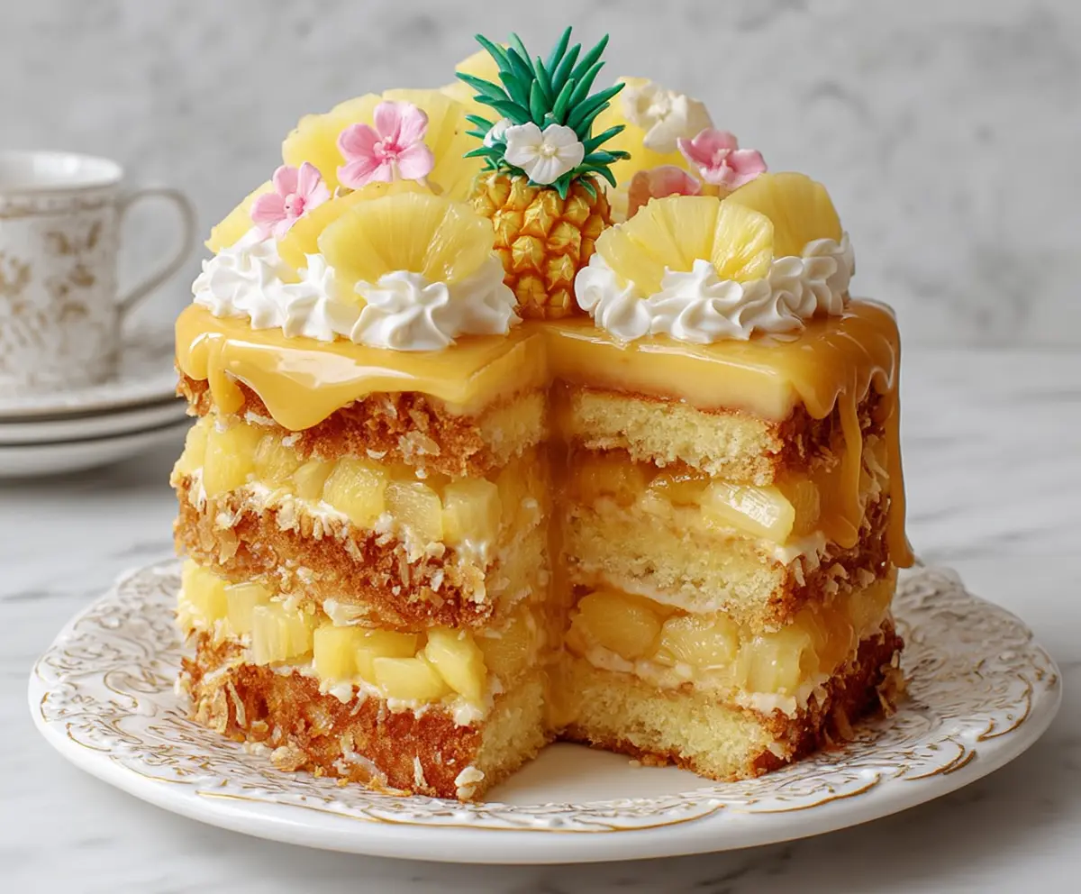 Easter Pineapple Heaven Cake with festive icing and colorful toppings for holiday celebration.