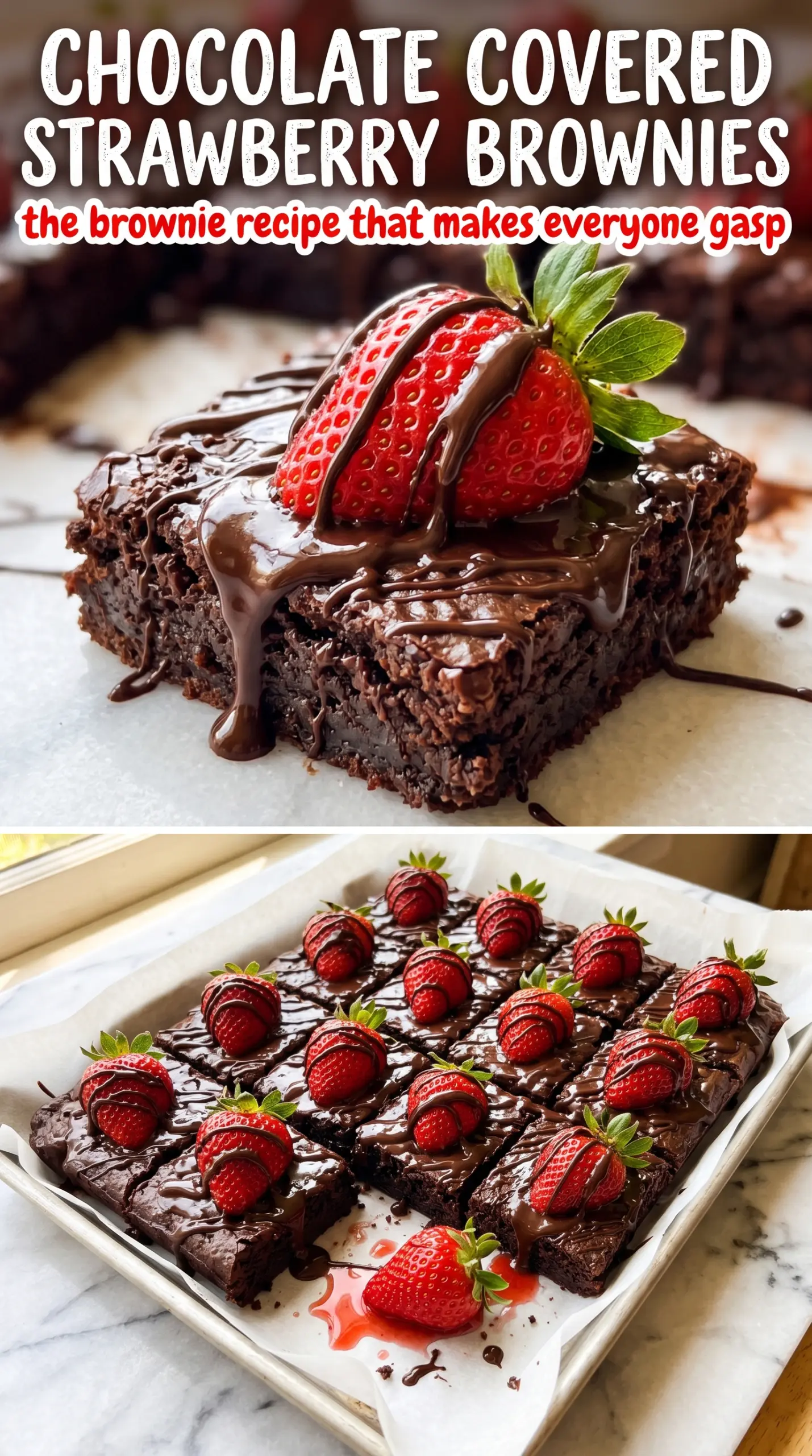 Chocolate Covered Strawberry Brownies dark fudgy layers strawberry chocolate