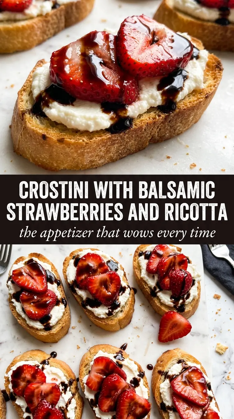 Crostini with Balsamic Strawberries and Ricotta crisp creamy glossy