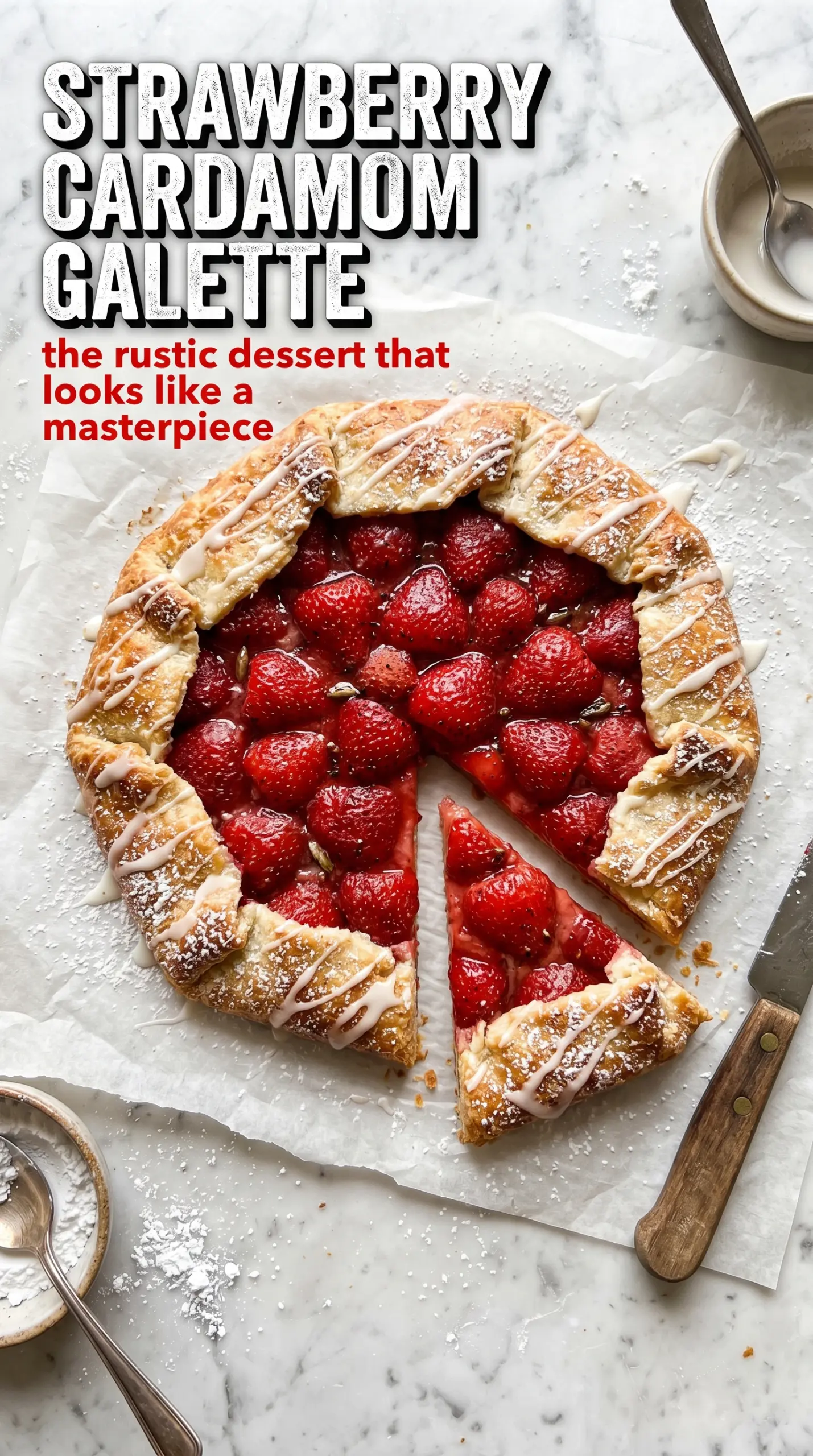 Strawberry Cardamom Galette rustic pastry golden edges