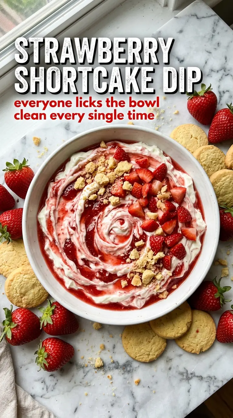 Strawberry Shortcake Dip creamy strawberry shortcake dessert dip