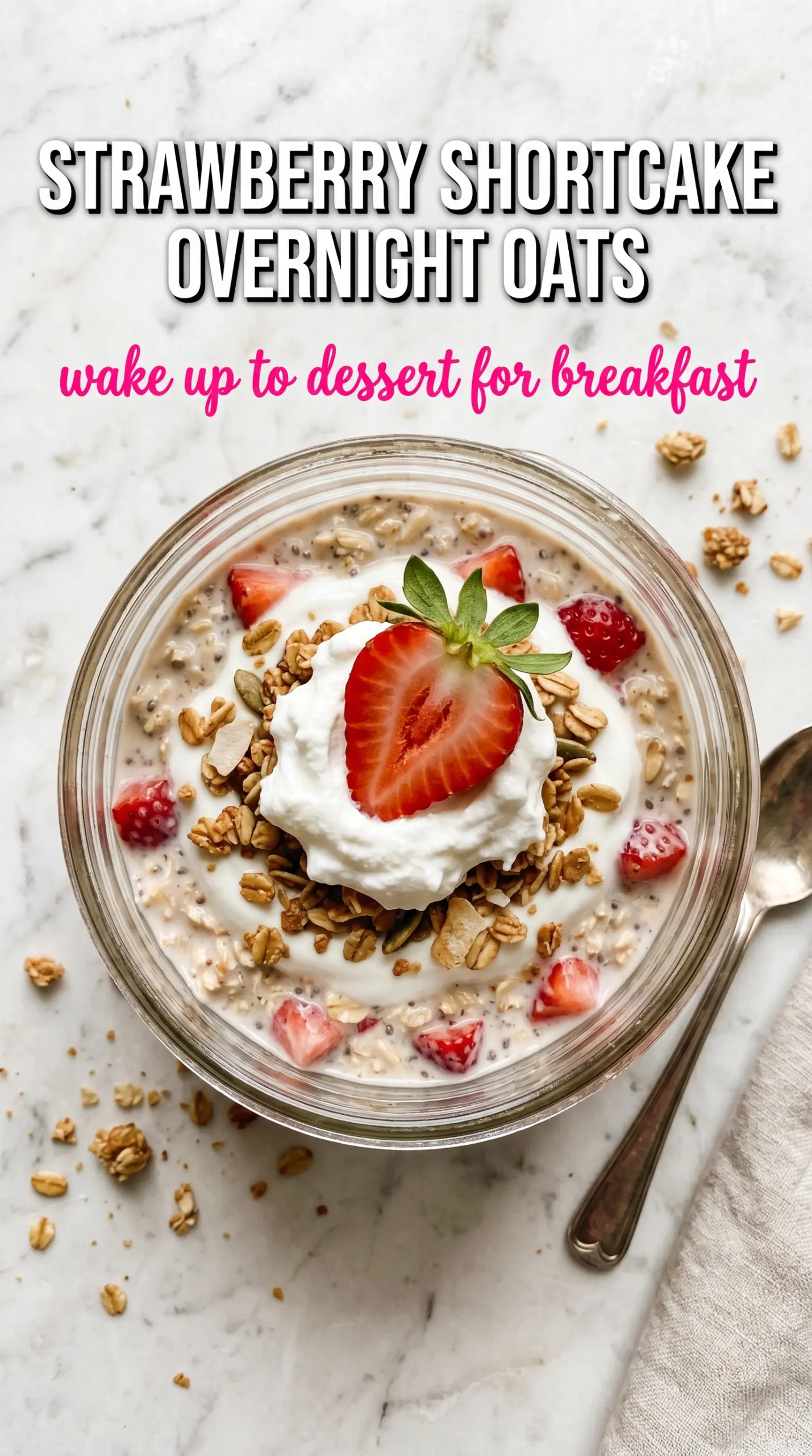 Strawberry Shortcake Overnight Oats layered creamy strawberry breakfast