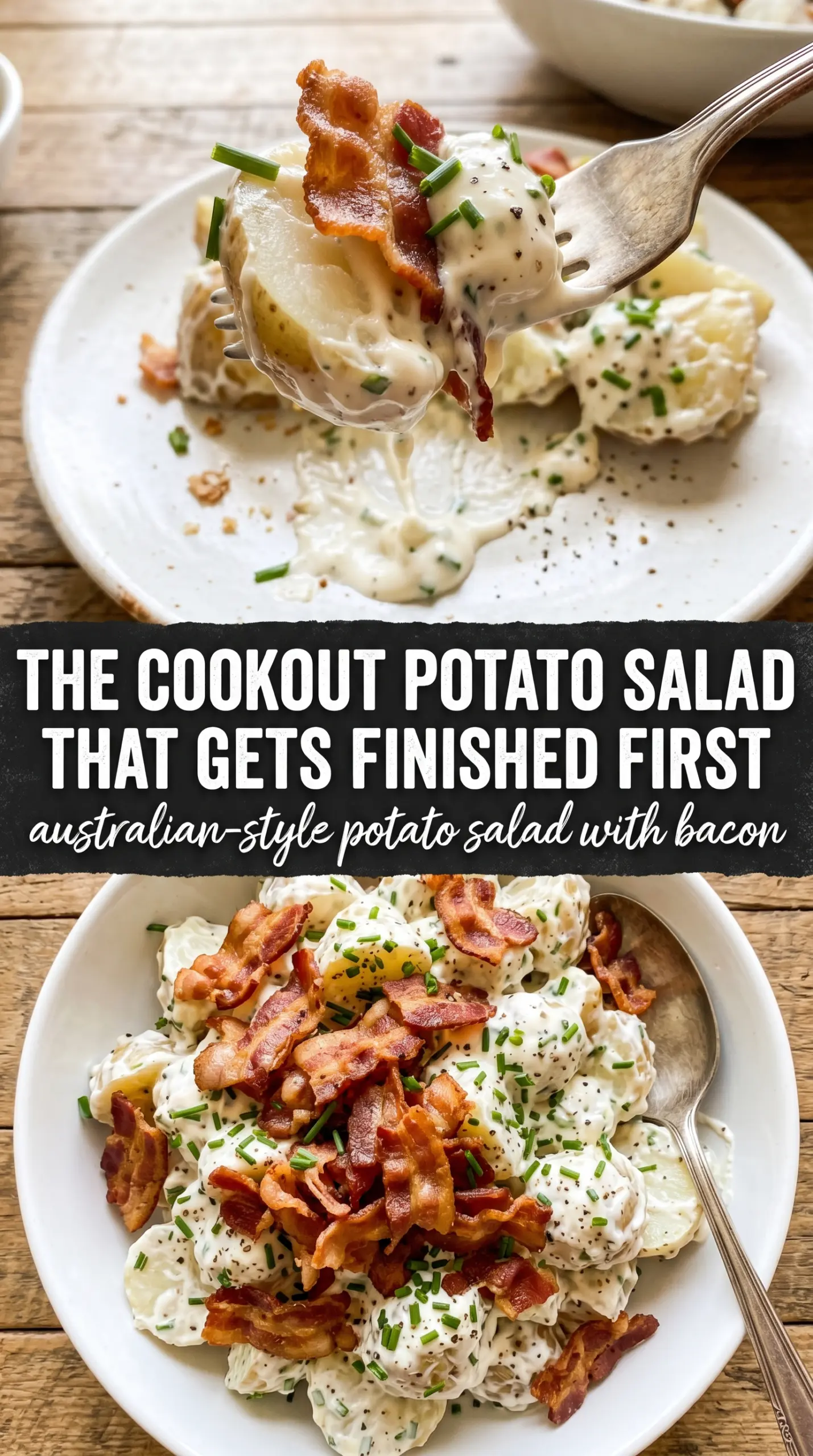 Australian-style potato salad with bacon creamy tangy