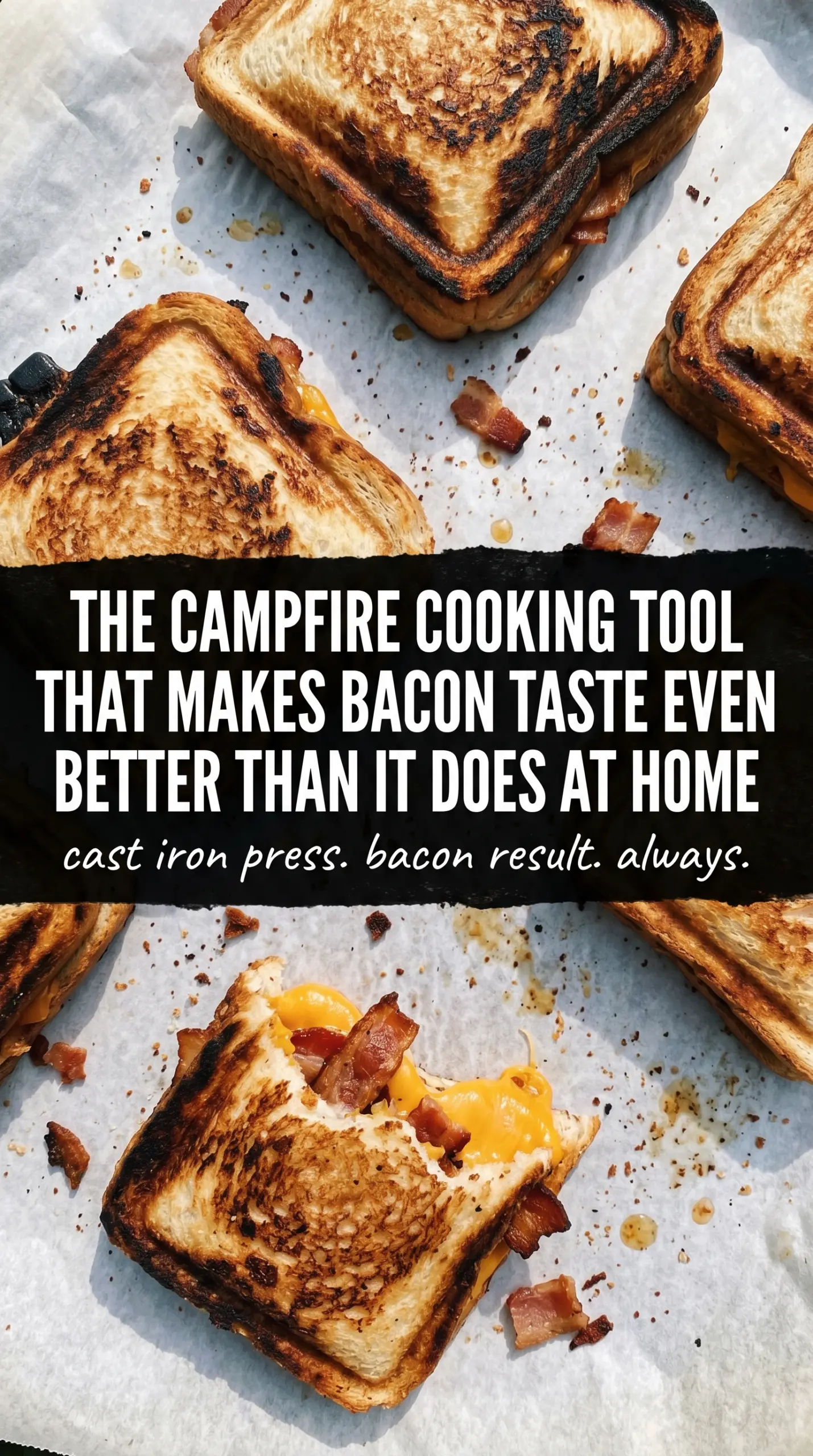 Bacon Pie Irons crispy bacon egg cheese
