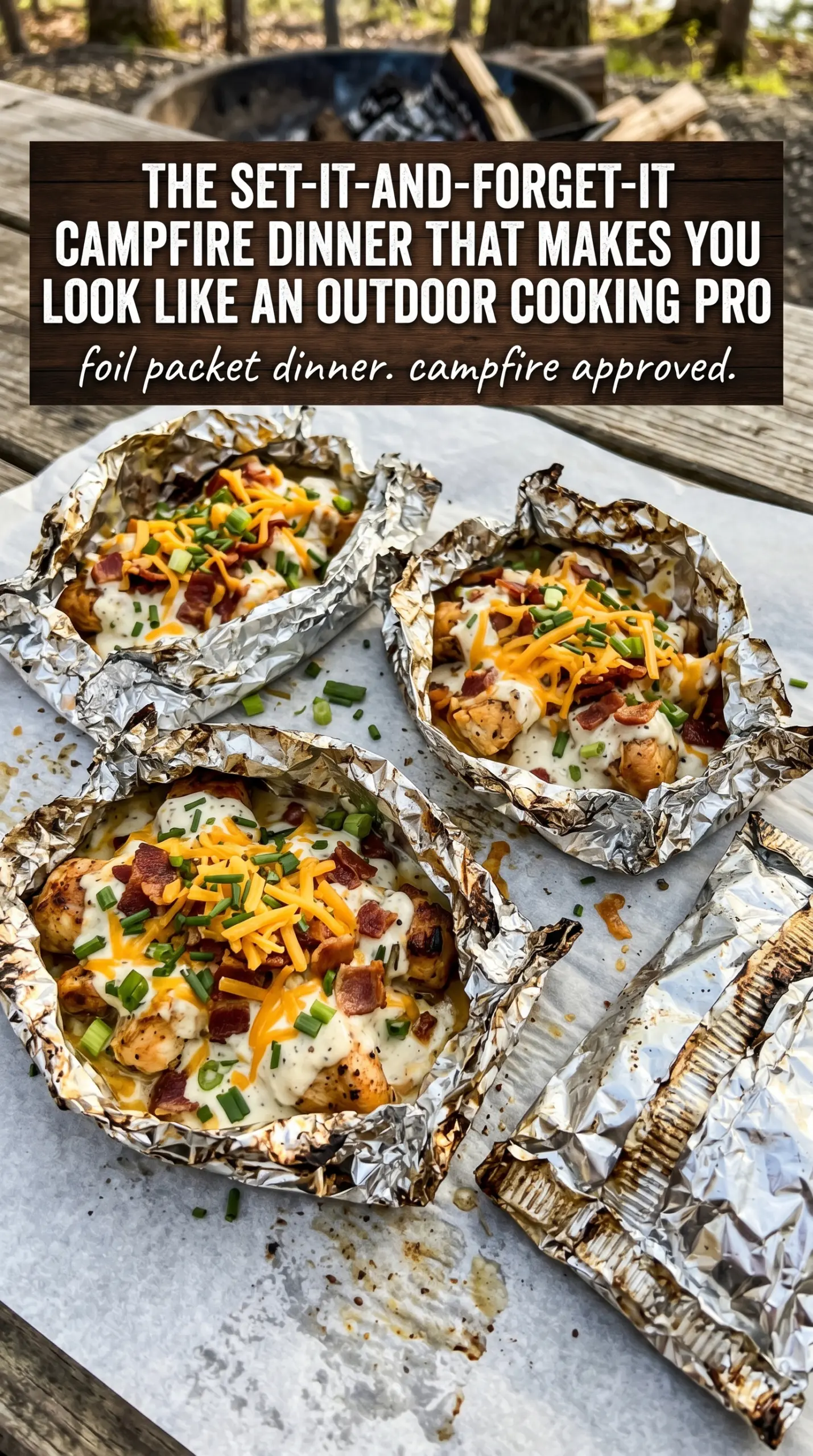 Foil packet sealed cooking campfire