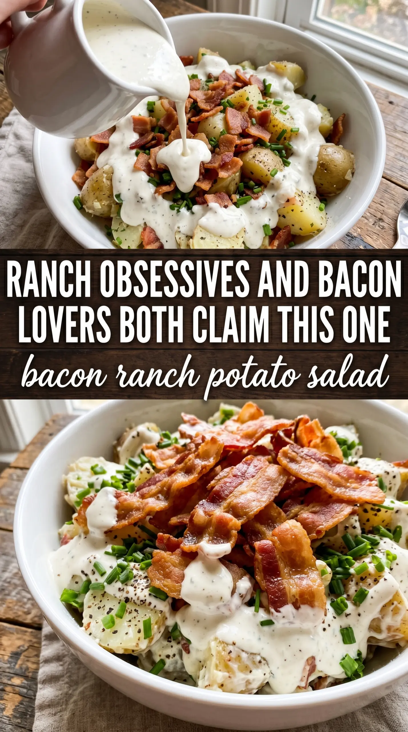 Bacon Ranch Potato Salad creamy loaded cheesy