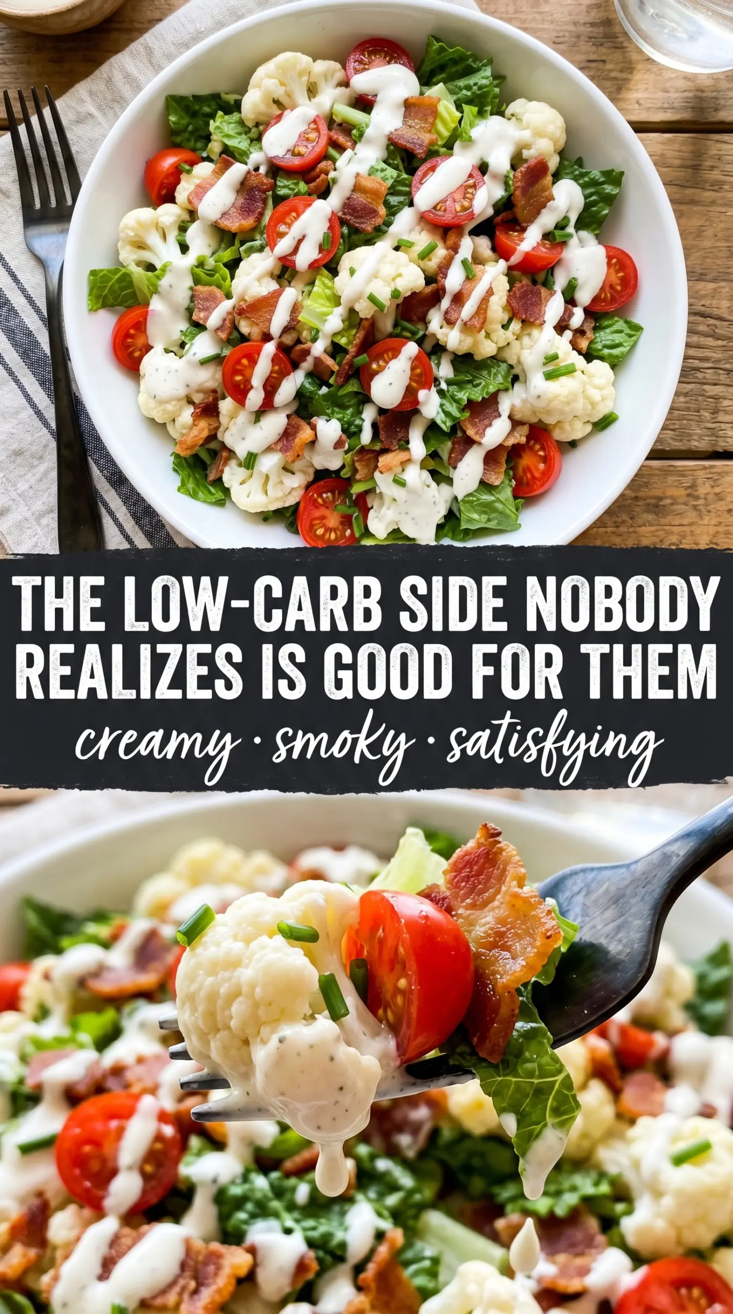 BLT Cauliflower Salad roasted cauliflower bacon tomato