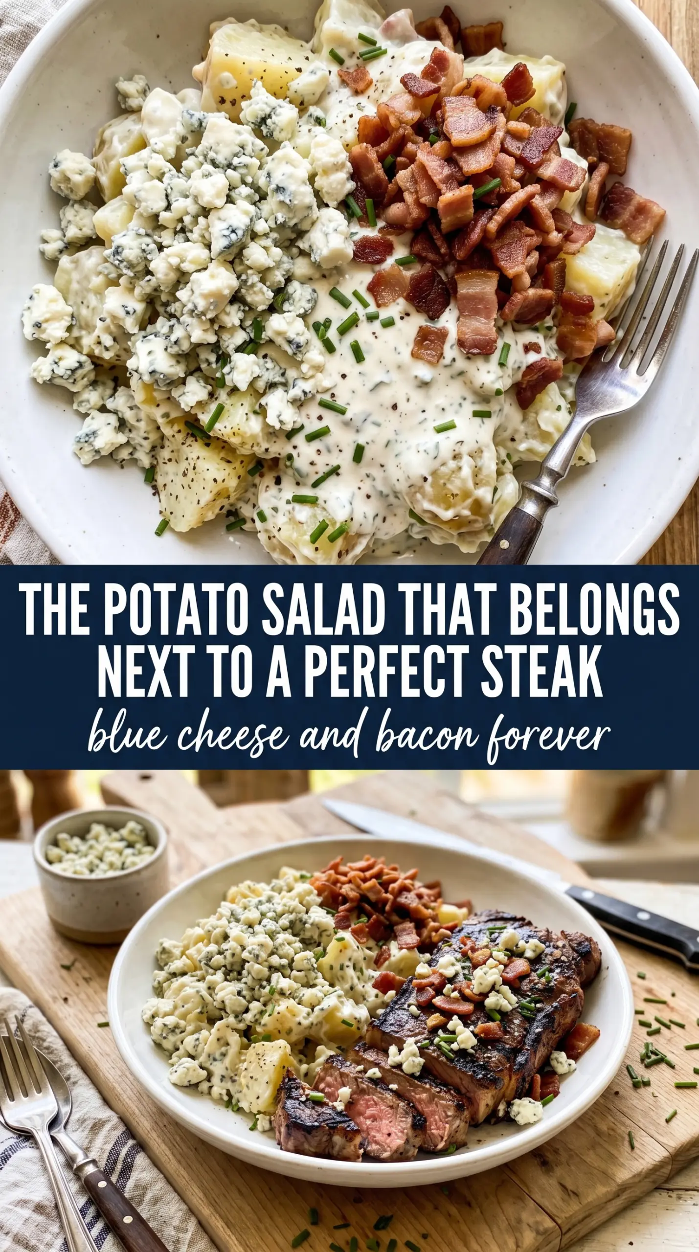 Blue Cheese and Bacon Potato Salad creamy tangy bacon-loaded
