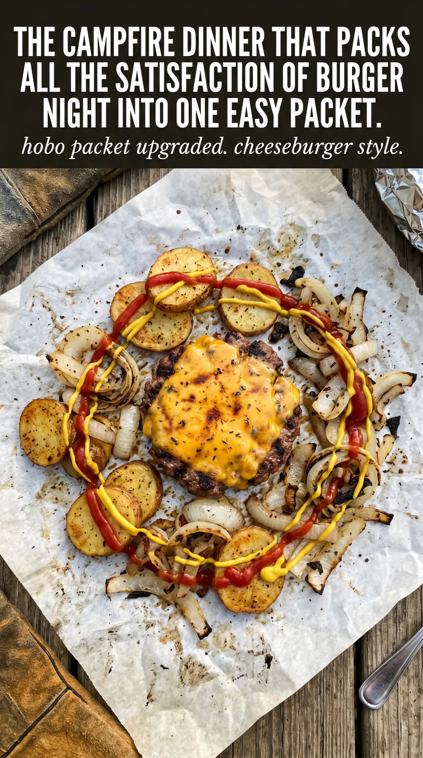 Campfire Cheeseburger Hobo Packets cheesy potatoes, foil packet, campfire meal
