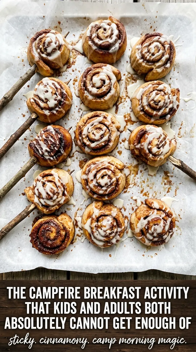Campfire Cinnamon Roll Ups On A Stick roasted dessert cinnamon butter