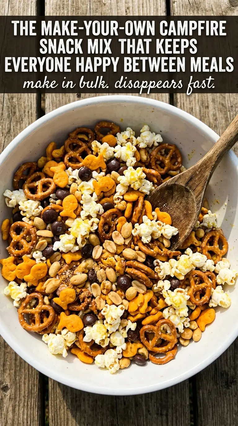 Crunchy toasted snack mix campfire