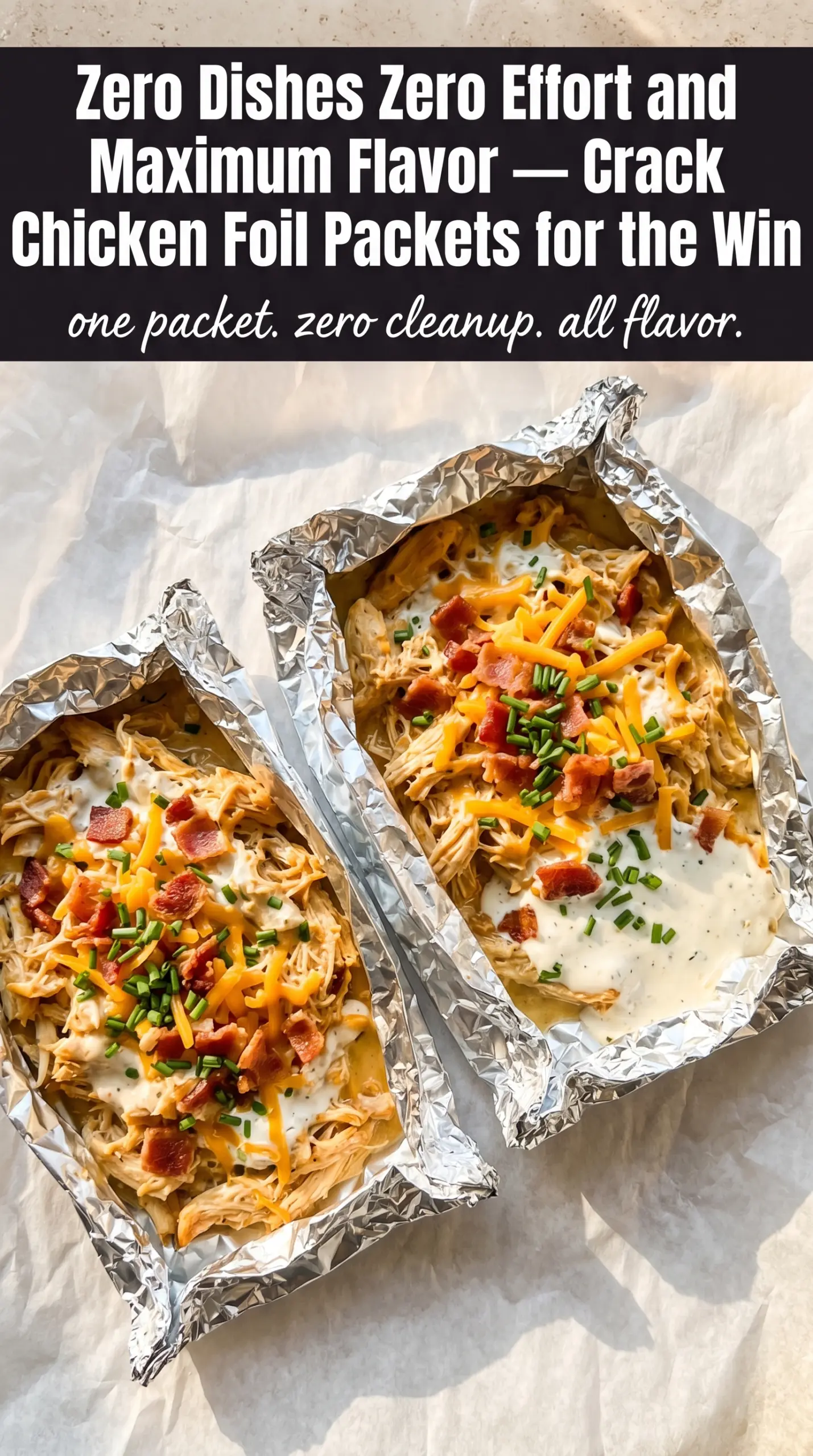 Crack Chicken Foil Packets cheesy bacon ranch