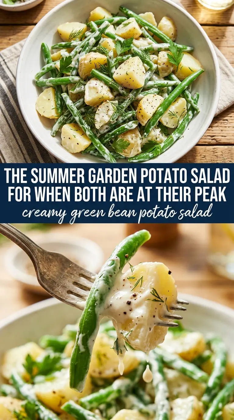 Creamy Green Bean Potato Salad with herbs and tangy dressing