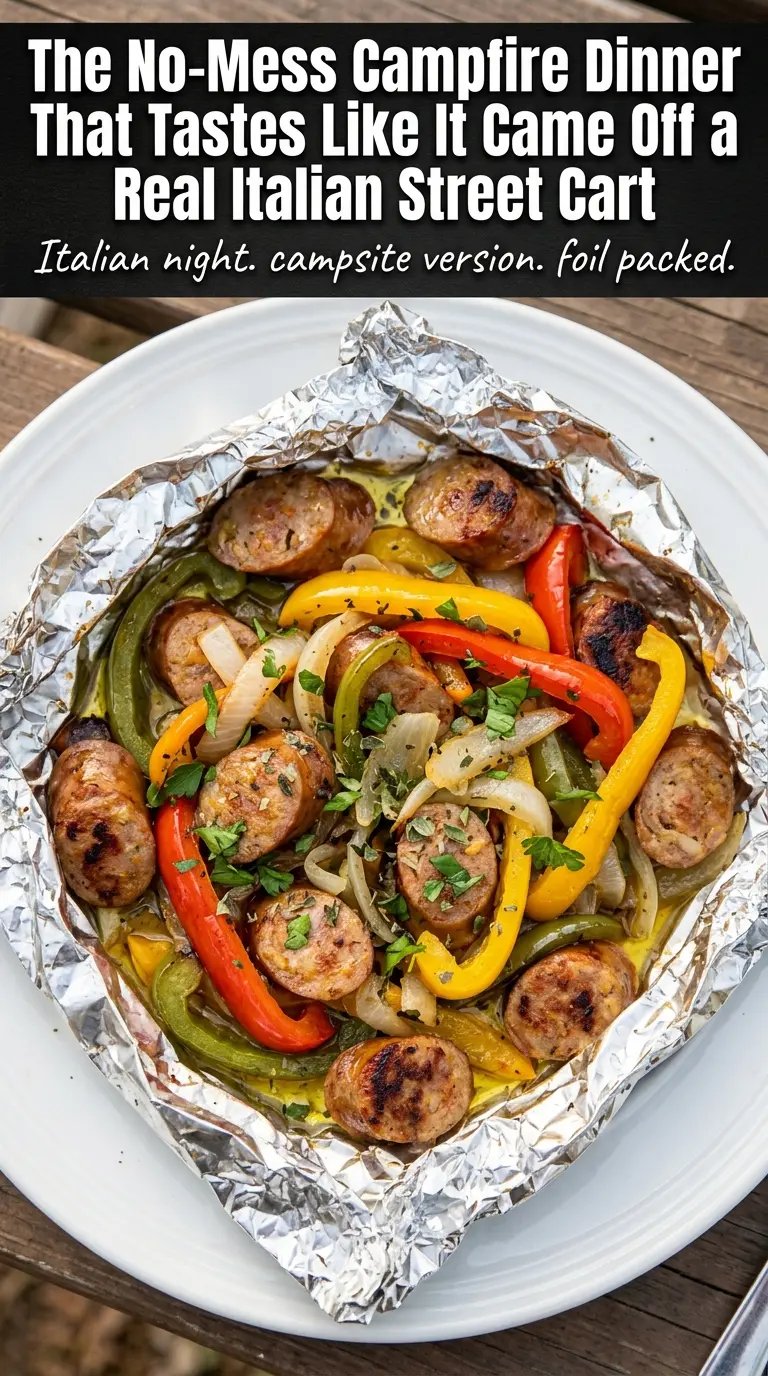 Sausage foil packet cooking campfire