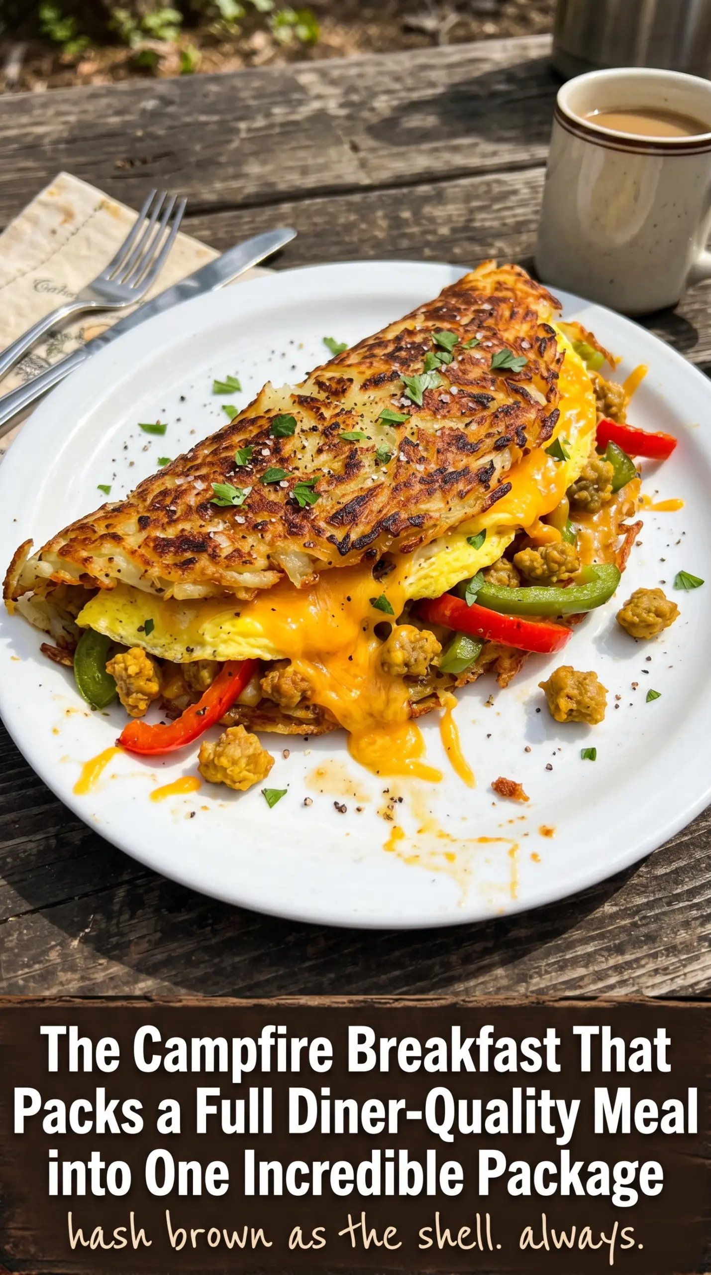 Loaded Grilled Hash Brown Omelets crispy cheesy breakfast