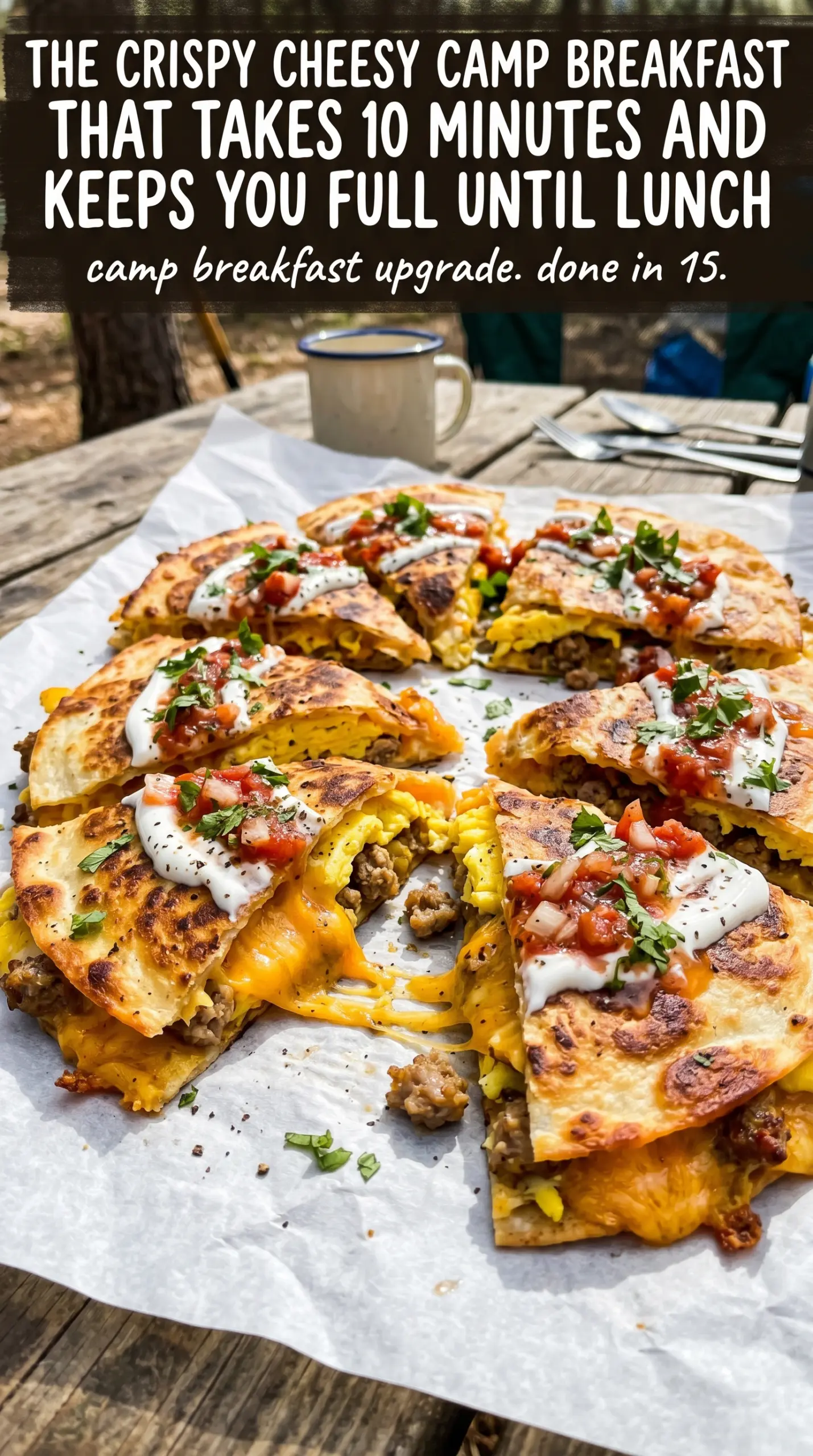 Sausage & Egg Breakfast Quesadilla cheesy crispy