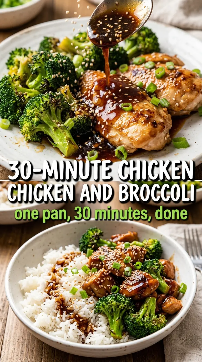 30-Minute Chicken and Broccoli glossy soy-garlic, tender, crisp