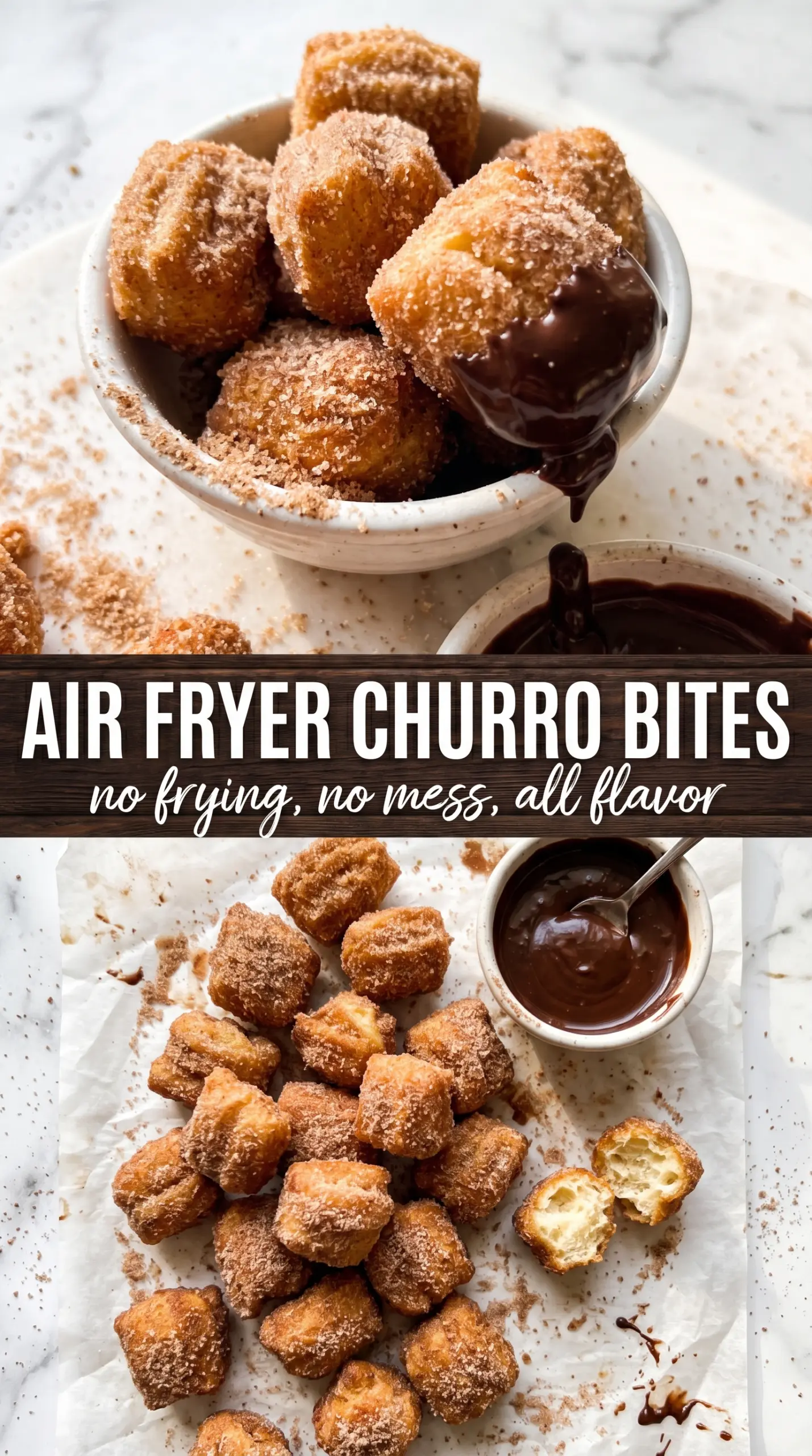 Air Fryer Churro Bites golden cinnamon sugar