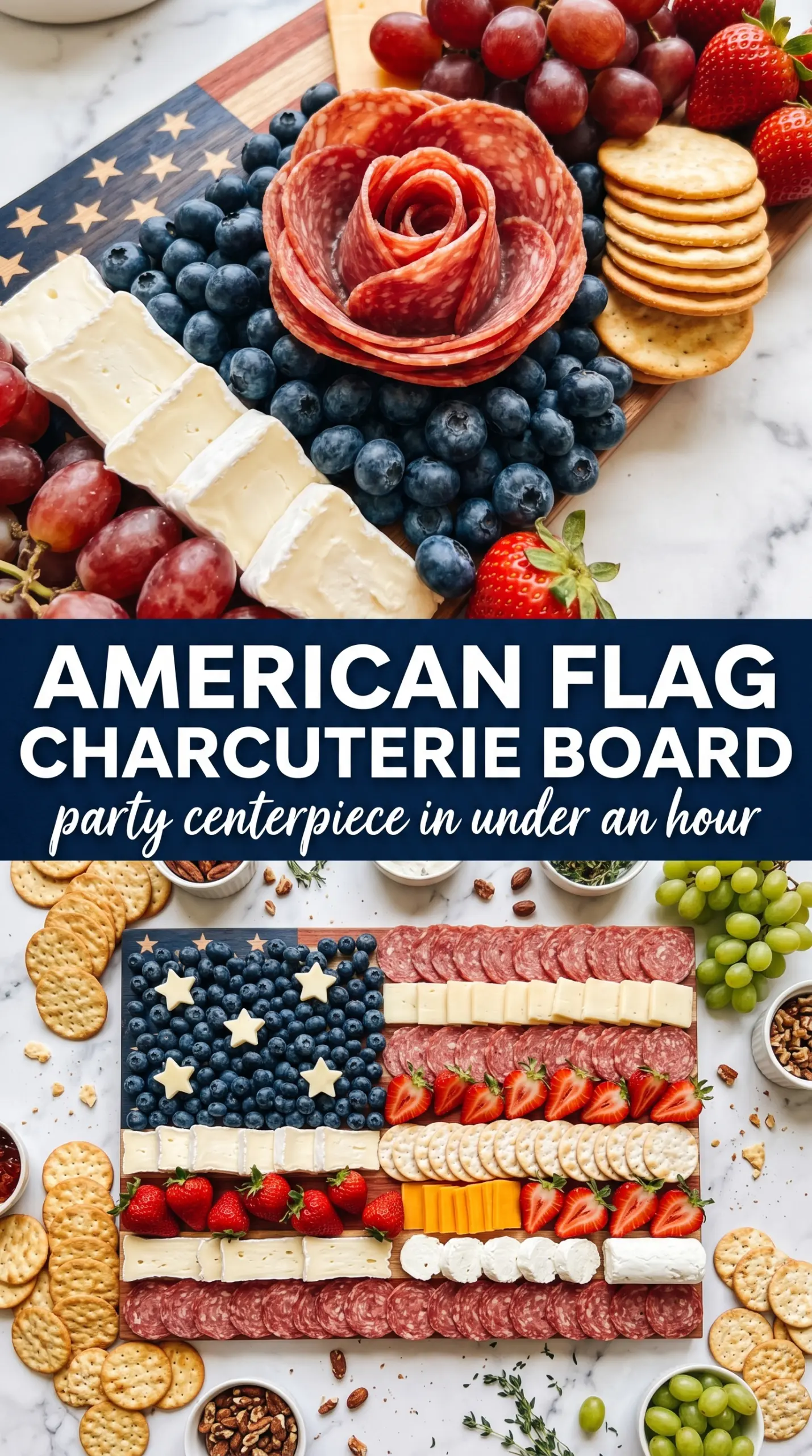 American flag charcuterie board red white blue
