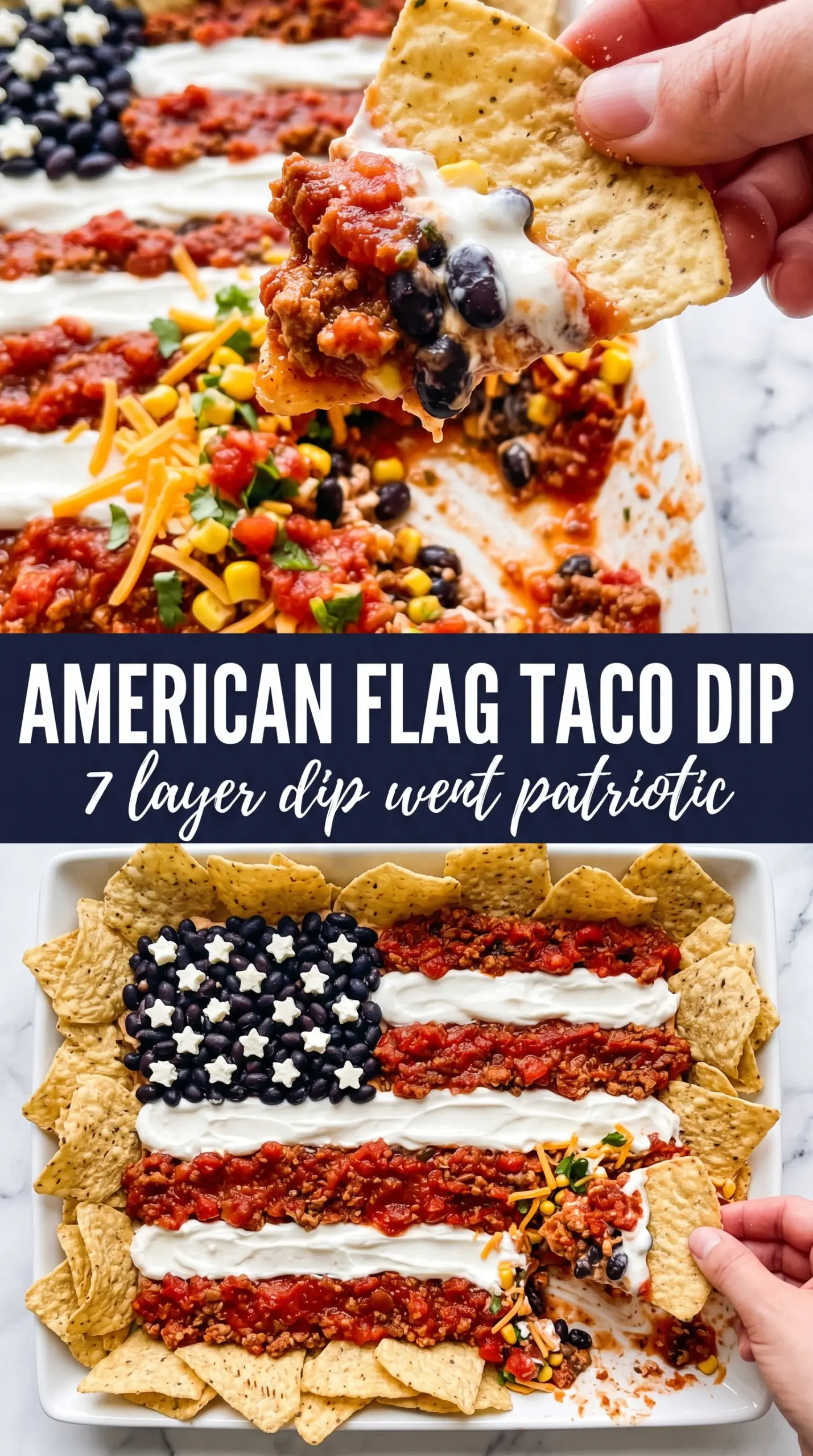 American Flag Taco Dip red white blue layered patriotic