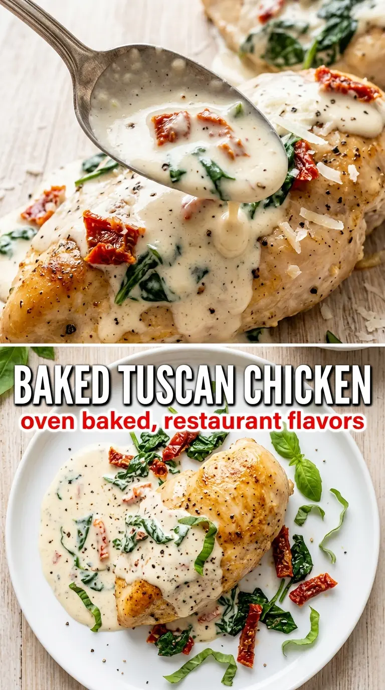Baked Tuscan Chicken golden-roasted, creamy, savory