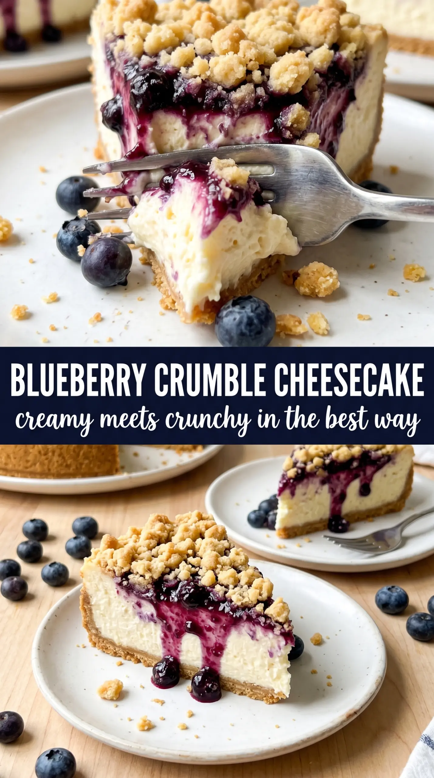 Blueberry crumble cheesecake creamy crumbly blueberry