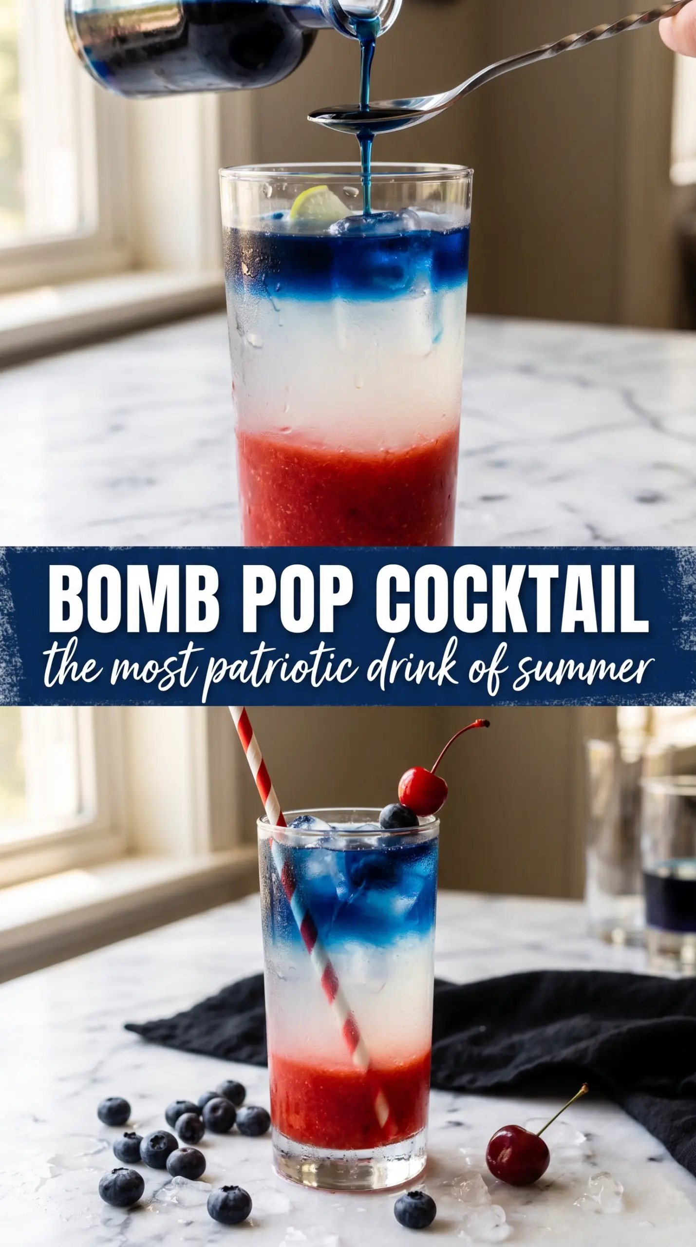 Bomb Pop Cocktail layered red white blue