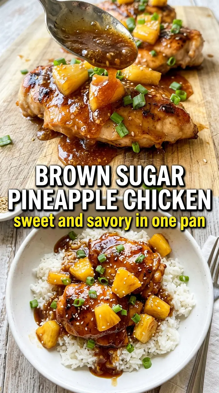 Brown Sugar Pineapple Chicken sticky glazed skillet