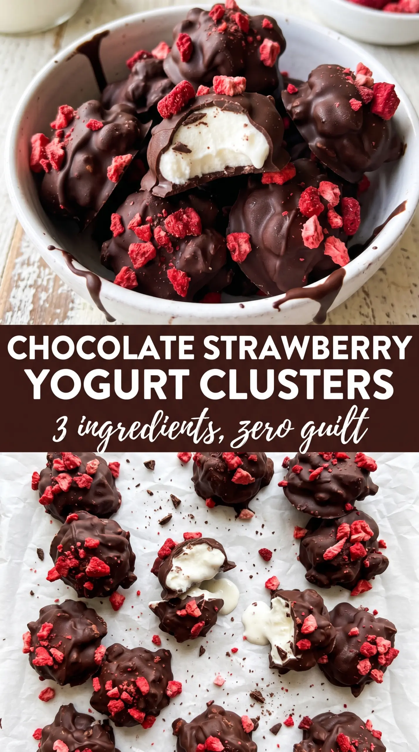 Chocolate Strawberry Yogurt Clusters creamy strawberry chocolate