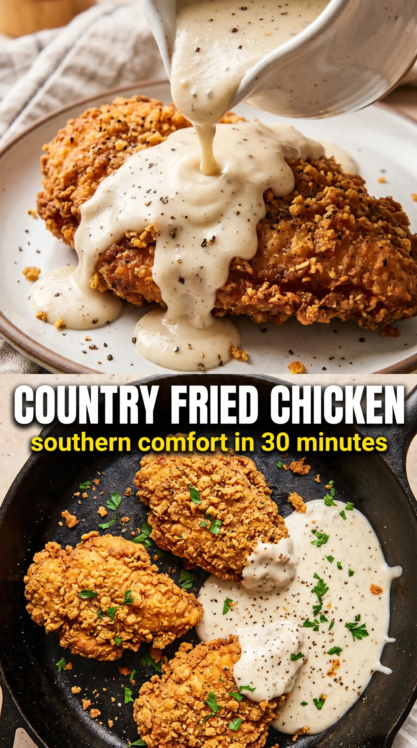 Country Fried Chicken crispy golden gravy