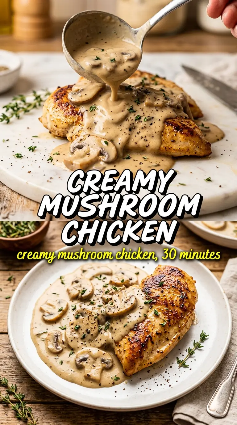 Creamy Mushroom Chicken skillet creamy mushrooms, golden chicken, herb-flecked