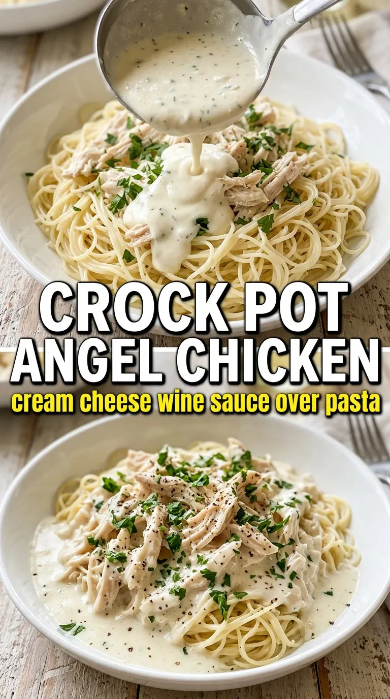 Crock Pot Angel Chicken creamy glossy shredded