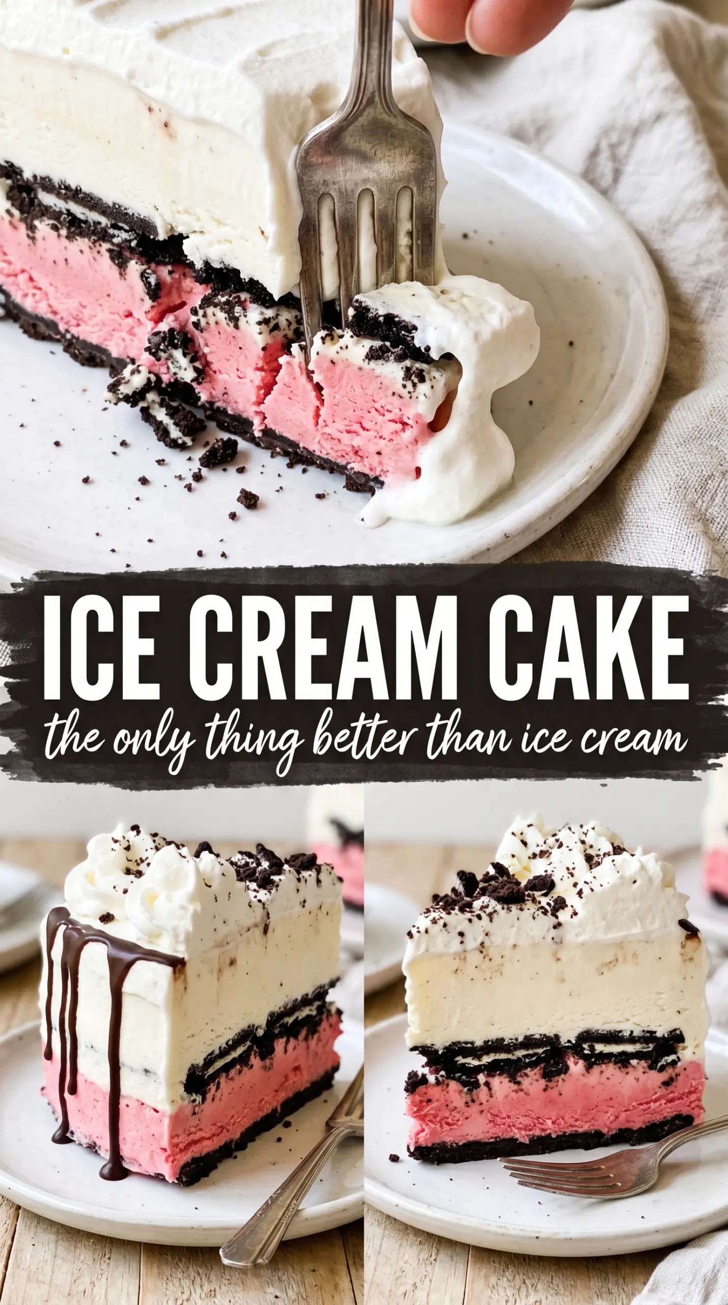 Ice cream cake Oreo vanilla strawberry