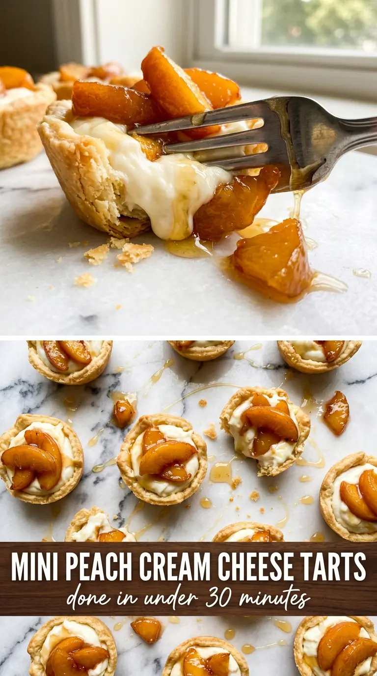 Mini Peach Cream Cheese Tarts sweet peach, creamy, crisp