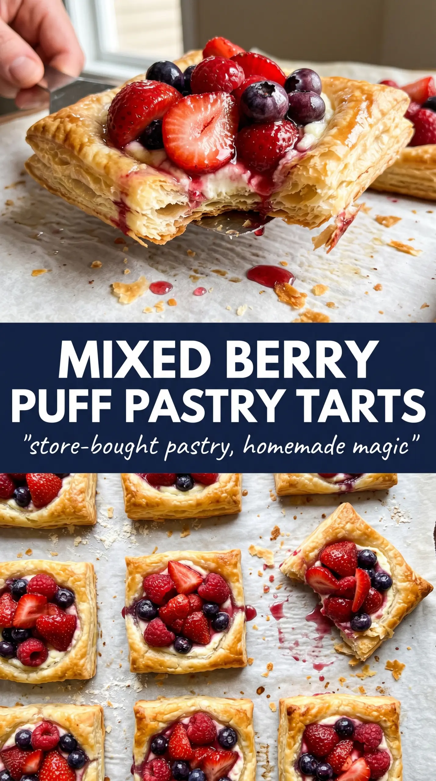 Mixed Berry Puff Pastry Tarts flaky berries cream cheese