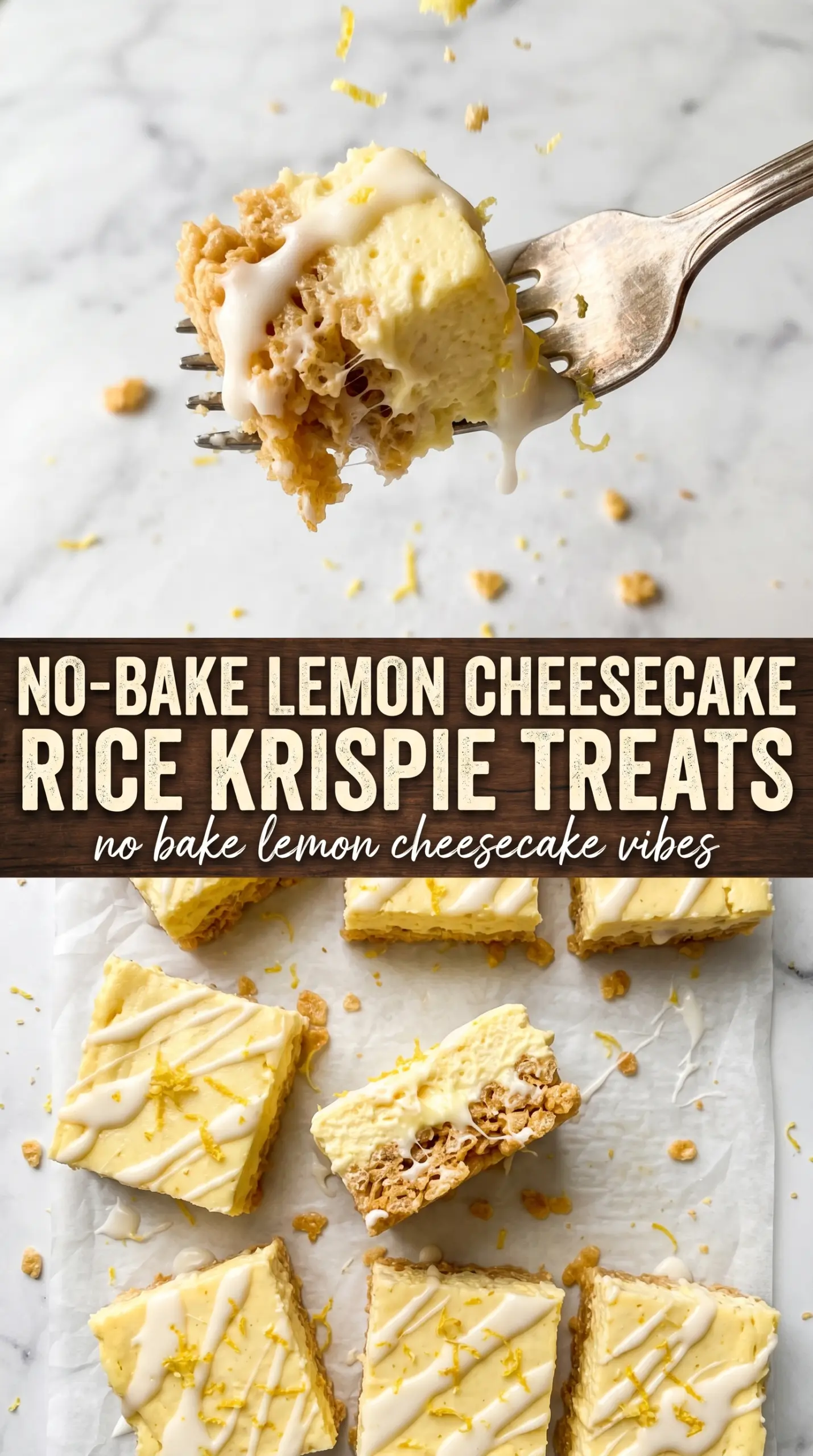No-Bake Lemon Cheesecake Rice Krispie Treats lemony creamy bars