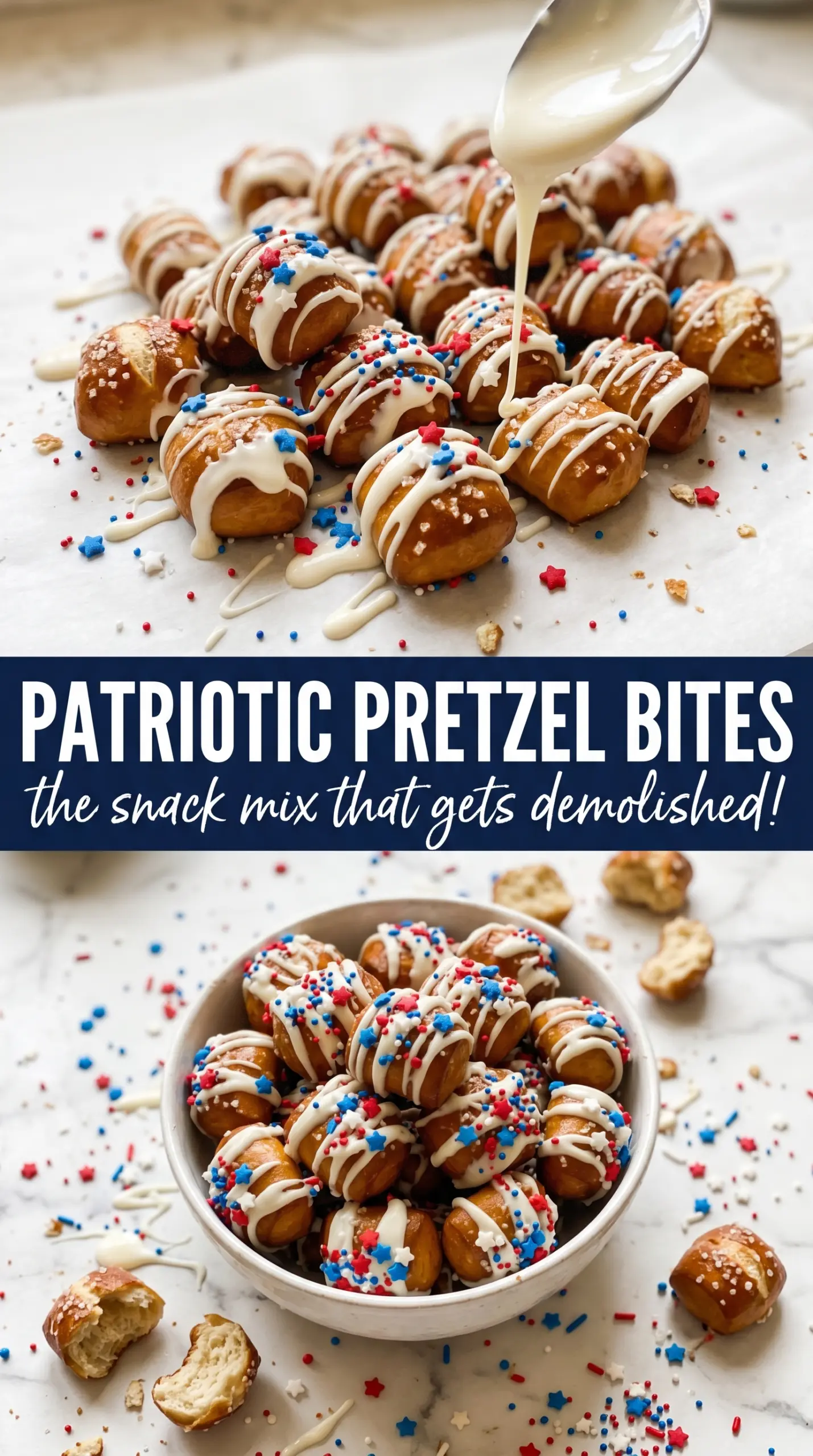 Patriotic Pretzel Bites red white blue festive