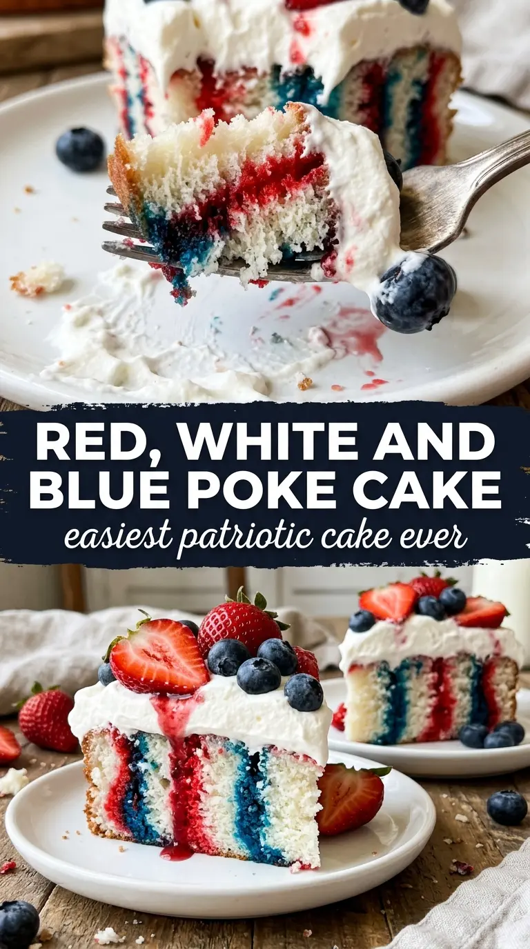 Red, White and Blue Poke Cake patriotic Jell-O stripes