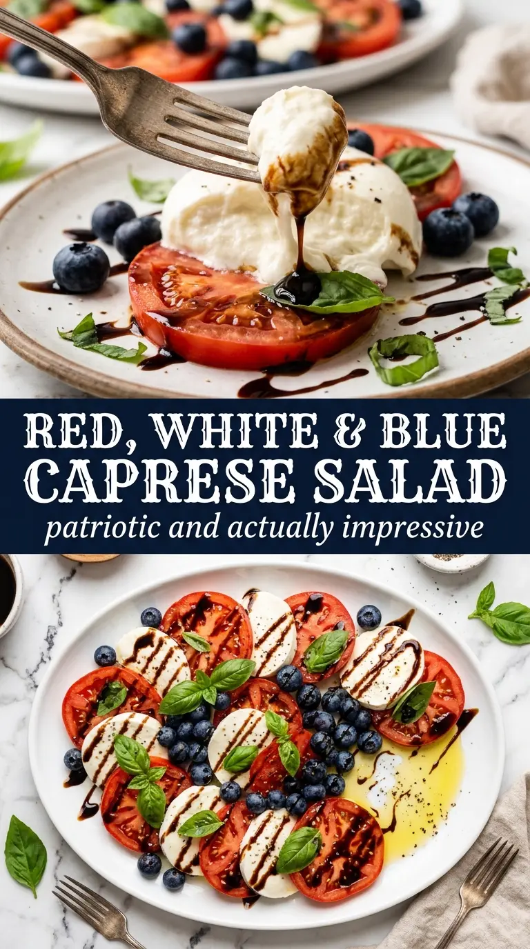 Red, White & Blue Caprese Salad colorful fresh wreath
